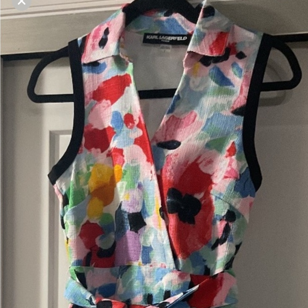 🌼🌷💐NWOT KARL LAGERFELD A-LINE 💋💄  🌺 FLORAL PRINT DRESS 👗👡👛SIZE 2 🌼🌹